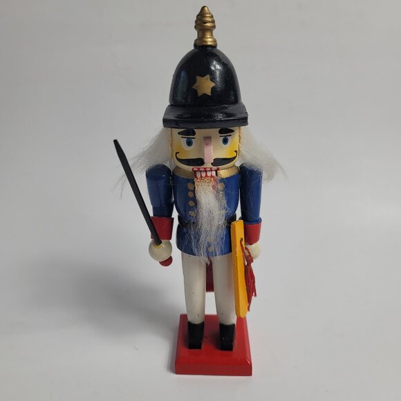 Vintage Santa's Workbench Nutcracker Baron Blue Uniform Black Hat with Star - Picture 1 of 13